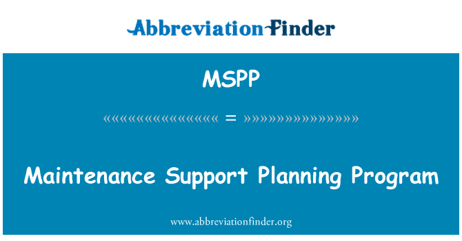 MSPP: Planering av underhållsprogram-stöd