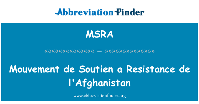 MSRA: Mouvement de Soutien a Resistance de l'Afghanistan