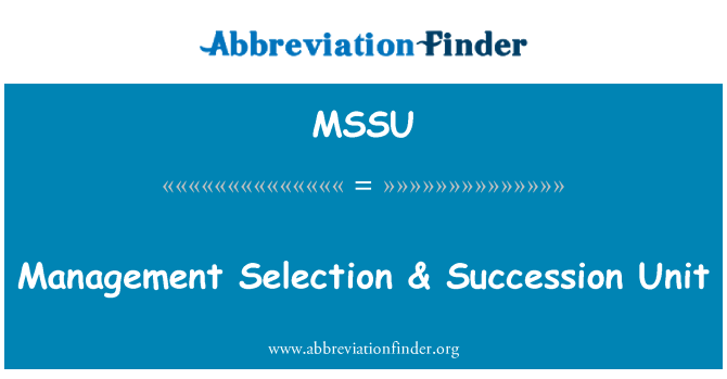 MSSU: Management Selection & Succession Unit