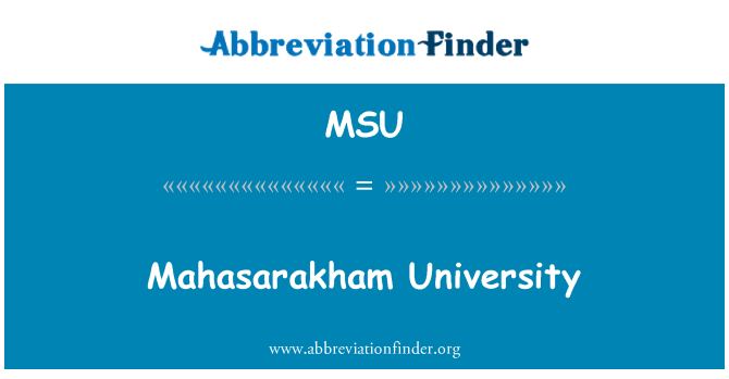 MSU: Mahasarakham 대학