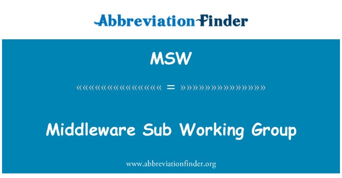 MSW: Middleware Sub pracovní skupina