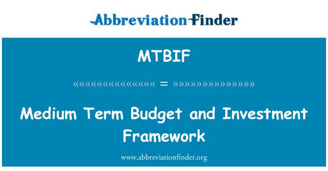 MTBIF: Middellange termijn Budget en investeringskader