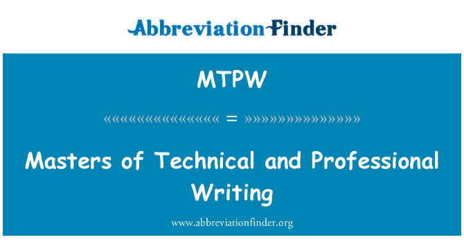 MTPW: Masters technické a profesní psaní