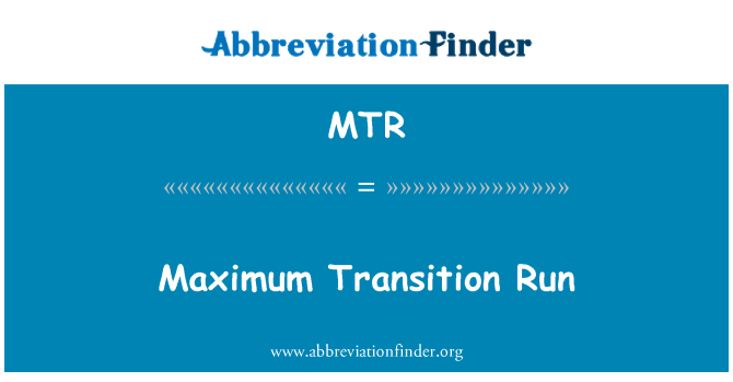 MTR: Maximální transformace Run
