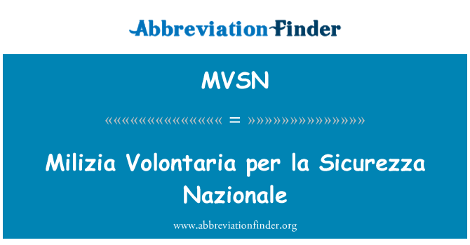 MVSN: Milizia Volontaria per la Sicurezza Nazionale