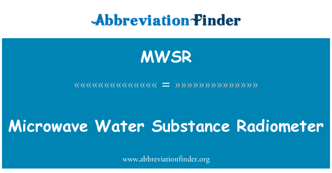 MWSR: Microwave Water Substance Radiometer
