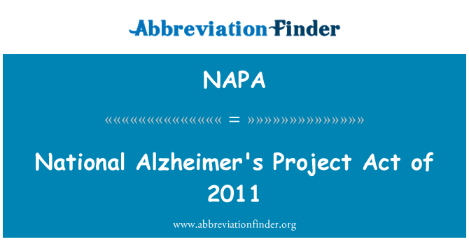 NAPA: Národní Alzheimerova projektu zákon 2011