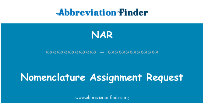NAR: Solicitação de atribuição de nomenclatura