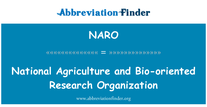 NARO: Národného poľnohospodárstva a Bio-orientované výskumné organizácie
