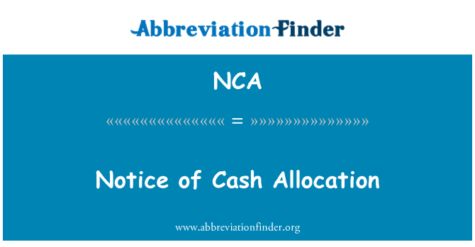 NCA: Pemberitahuan alokasi uang tunai