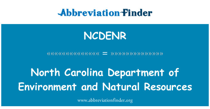NCDENR: North Carolina Jabatan Alam Sekitar dan sumber asli