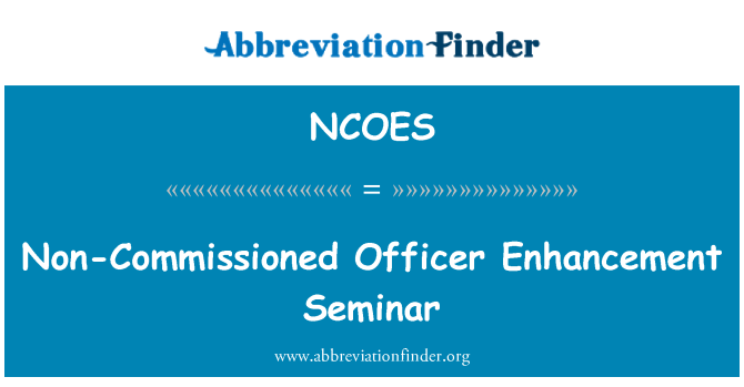 NCOES: Non-Commissioned Officer Enhancement Seminar