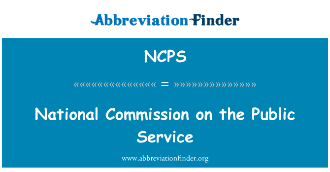 NCPS: National Commission on the Public Service