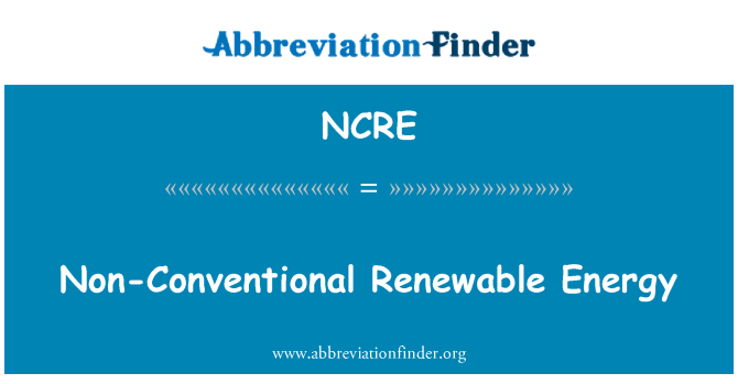 NCRE: Non-konvenčné obnoviteľnej energie