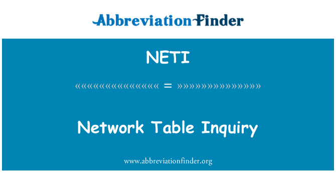 NETI: Network Table Inquiry