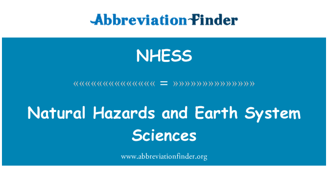 NHESS: Natural Hazards and Earth System Sciences