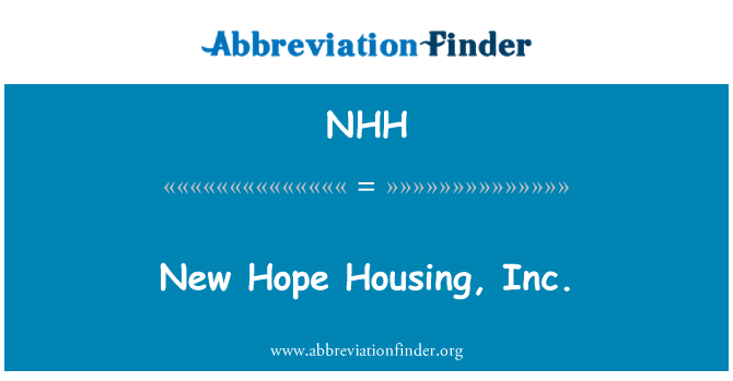 NHH: Nova esperança habitatge, Inc.
