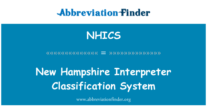 NHICS: New Hampshire-Interpreter-Klassifikationssystem