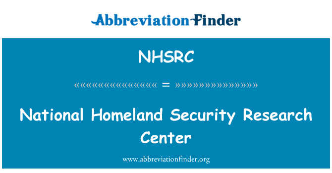 NHSRC: Національний внутрішньої безпеки науково-дослідний центр