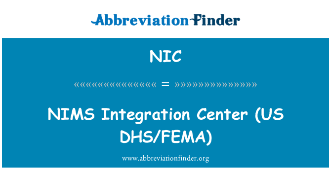 NIC: NIMS integrācijas centrā (ASV DHS/FEMA)