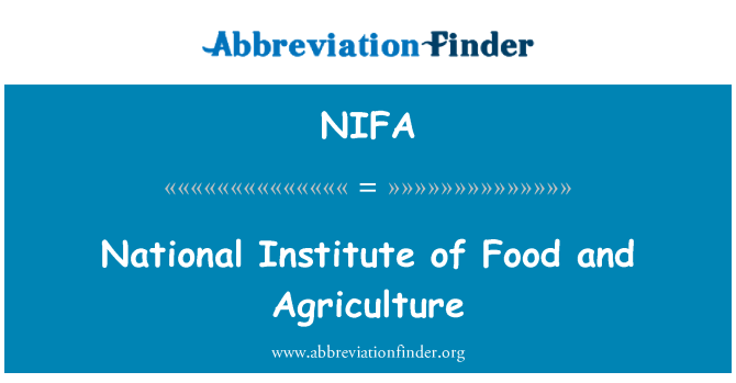 NIFA: National Institute of Food and Agriculture