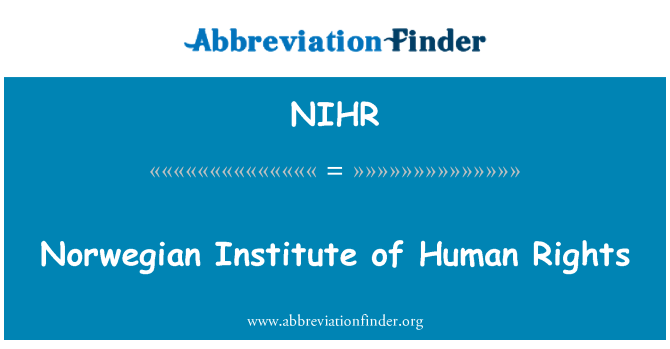 NIHR: Institut norvégien des droits de l'homme