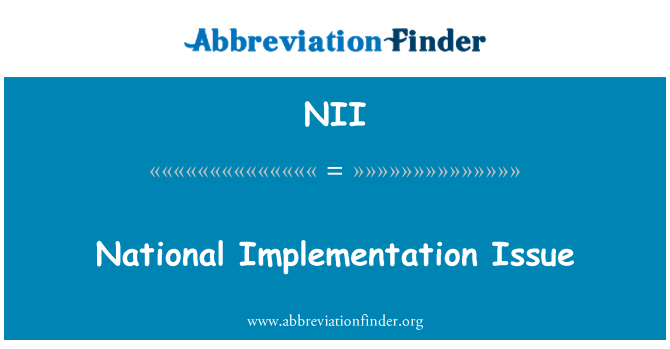 NII: National Implementation Issue