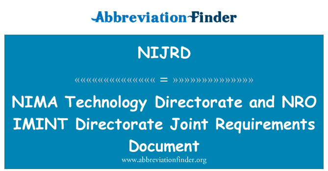 NIJRD: NIMA technológie riaditeľstva a NRO IMINT riaditeľstvo pre spoločné požiadavky na dokument