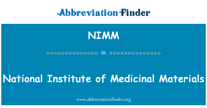 NIMM: Institut national des produits médicinaux