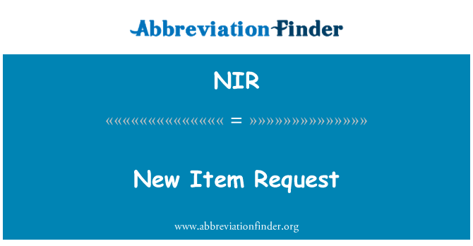 NIR: Permintaan Item baru