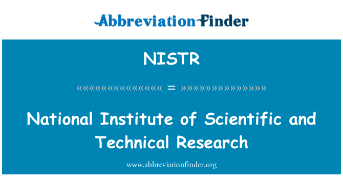 NISTR: Nacionalinio instituto mokslinių ir techninių tyrimų