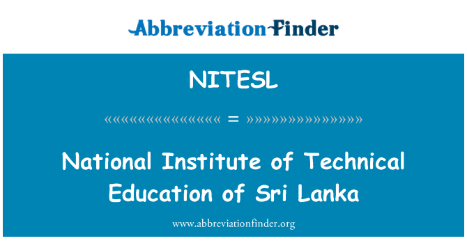 NITESL: Nationale Institut for teknisk uddannelse af Sri Lanka