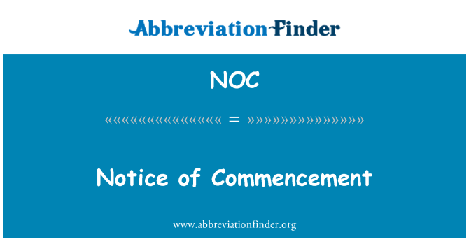 NOC: Hysbysiad o gychwyn