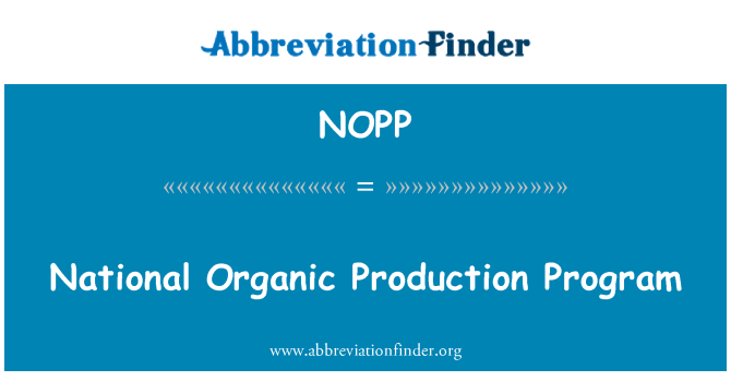 NOPP: Program národní ekologické produkce