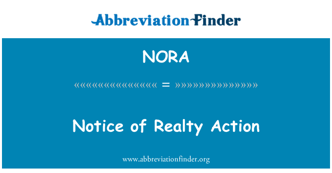 NORA: Bekanntmachung über die Realty-Aktion