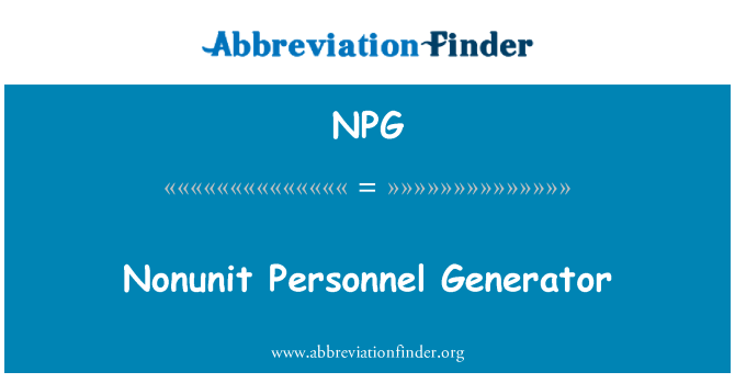 NPG: Nonunit אנשי גנרטור