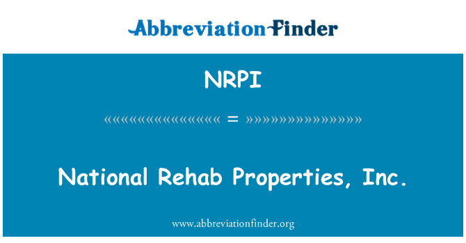 NRPI: Nazzjonali Rehab propjetajiet, Inc.