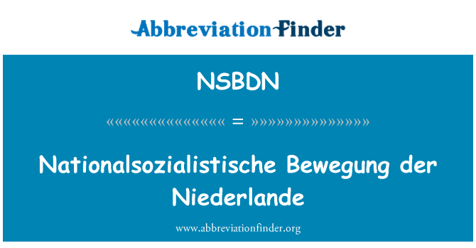 NSBDN: Nationalsozialistische 주어 데르 Niederlande