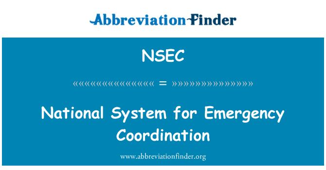 NSEC: Národní systém pro nouzové koordinace