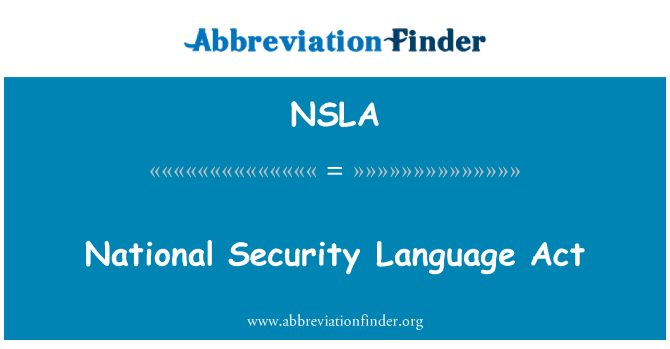 NSLA: National Security Language Act