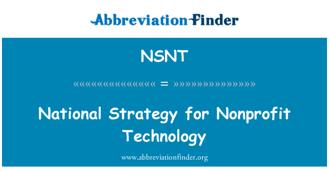 NSNT: האסטרטגיה הלאומית לטכנולוגיה ללא מטרות רווח
