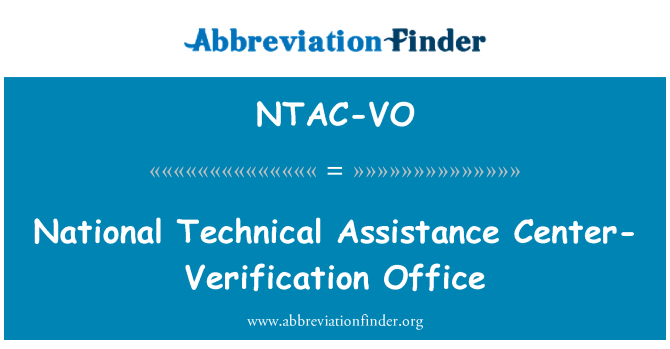 NTAC-VO: Iċ-ċentru ta ' l-assistenza teknika nazzjonali tal-verifika l-Uffiċċju