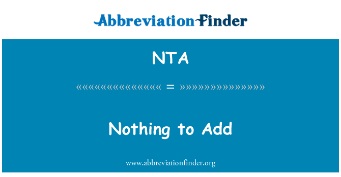 NTA: Apa-apa untuk menambah