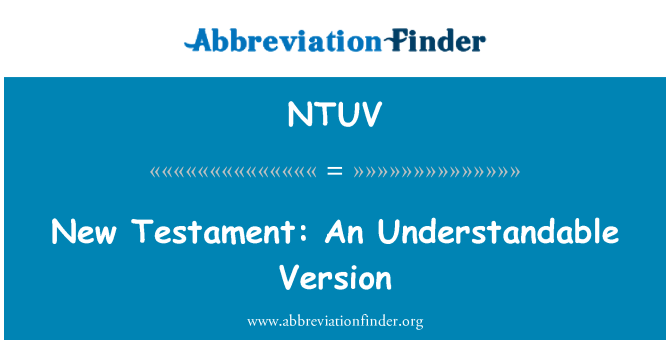 NTUV: New Testament: An Understandable Version