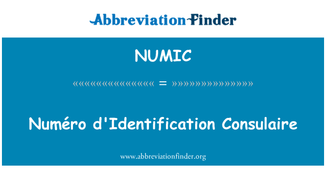 NUMIC: 당신은 d'Identification Consulaire