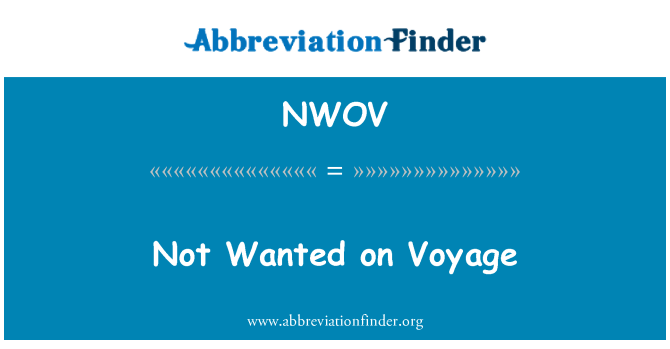 NWOV: Non volevamo il viaggio