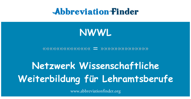 NWWL: Netzwerk Wissenschaftliche Weiterbildung फर Lehramtsberufe