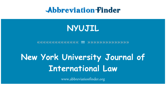 NYUJIL: New York University Journal of International Law