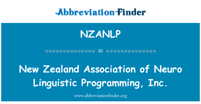 NZANLP: Naujosios Zelandijos asociacijos Neuro kalbų programavimo, Inc.