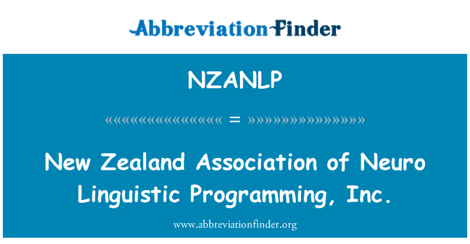 NZANLP: New Zealand Persatuan Neuro Linguistik pengaturcaraan, Inc.